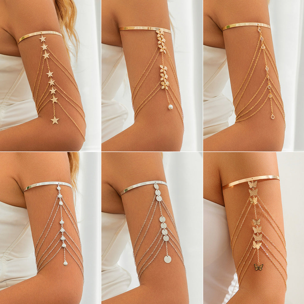 Europe And America Cross Border Ornament Ethnic Butterfly Flower Tassel Bracelet Vacation Style ArmChain Star Shell Jewelry