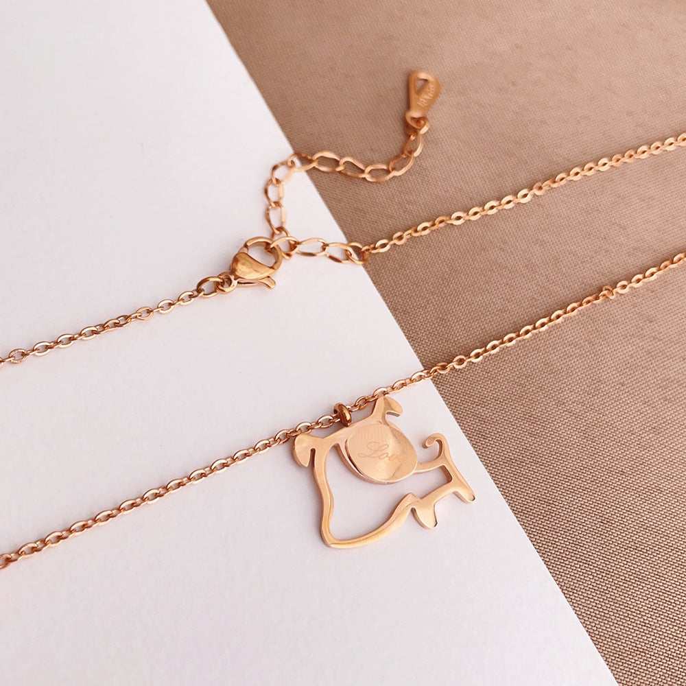 Rose Gold Titanium Steel Clavicle Chain Does Not Fade Necklace