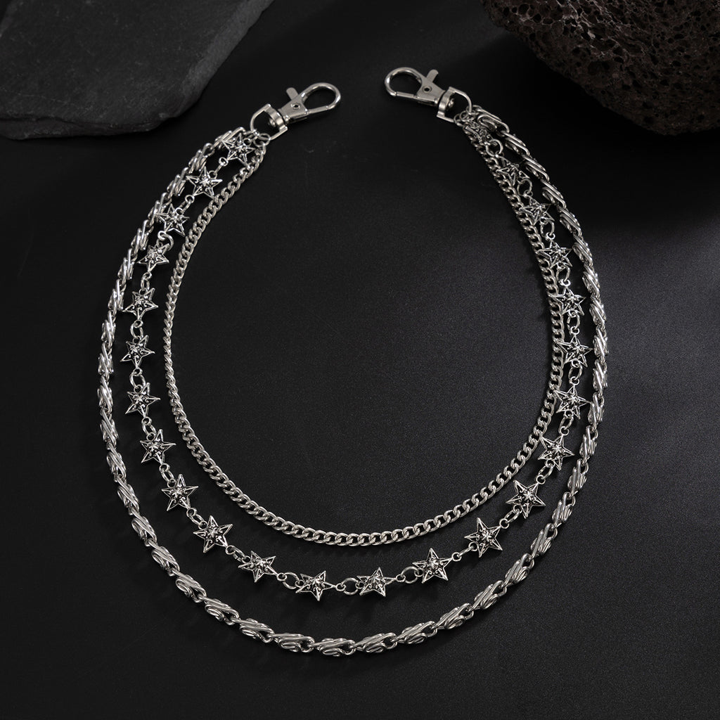 Punk Fashion Five-pointed Star Multi-layer Phants Zipper Jeans Ornaments