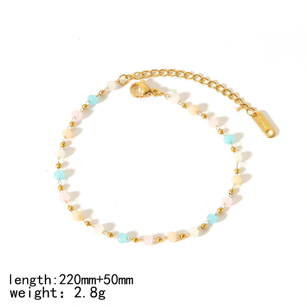 Irregular Natural Stone Stainless Steel Anklets