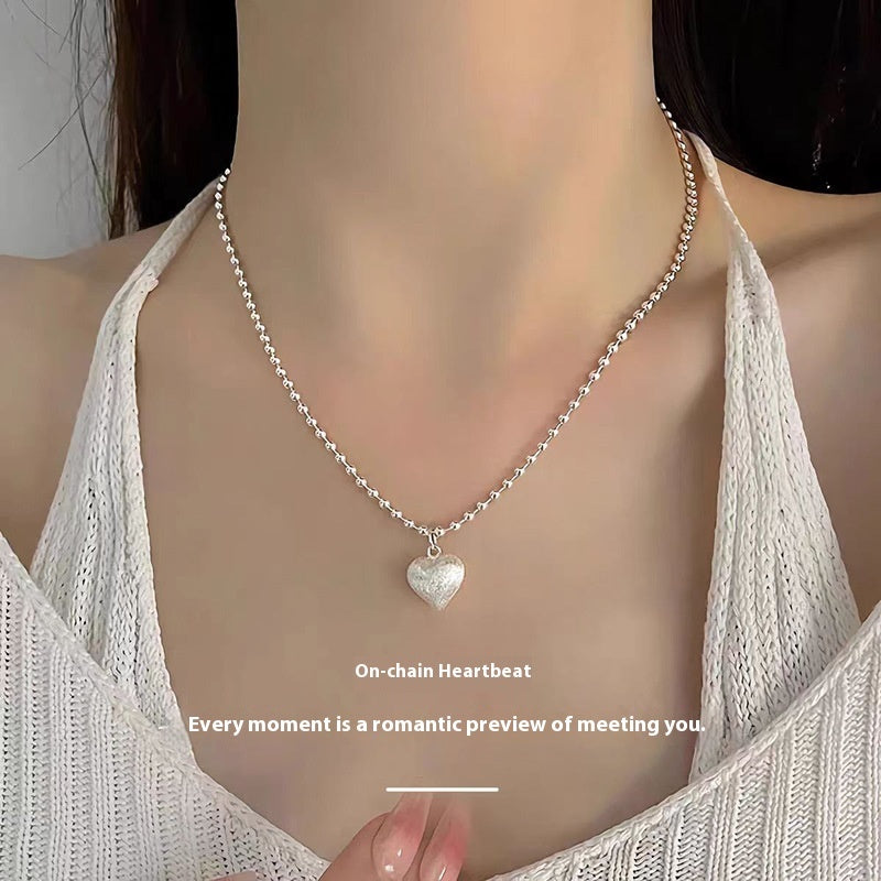 Women's Korean-style Simple Brushed Heart Necklace