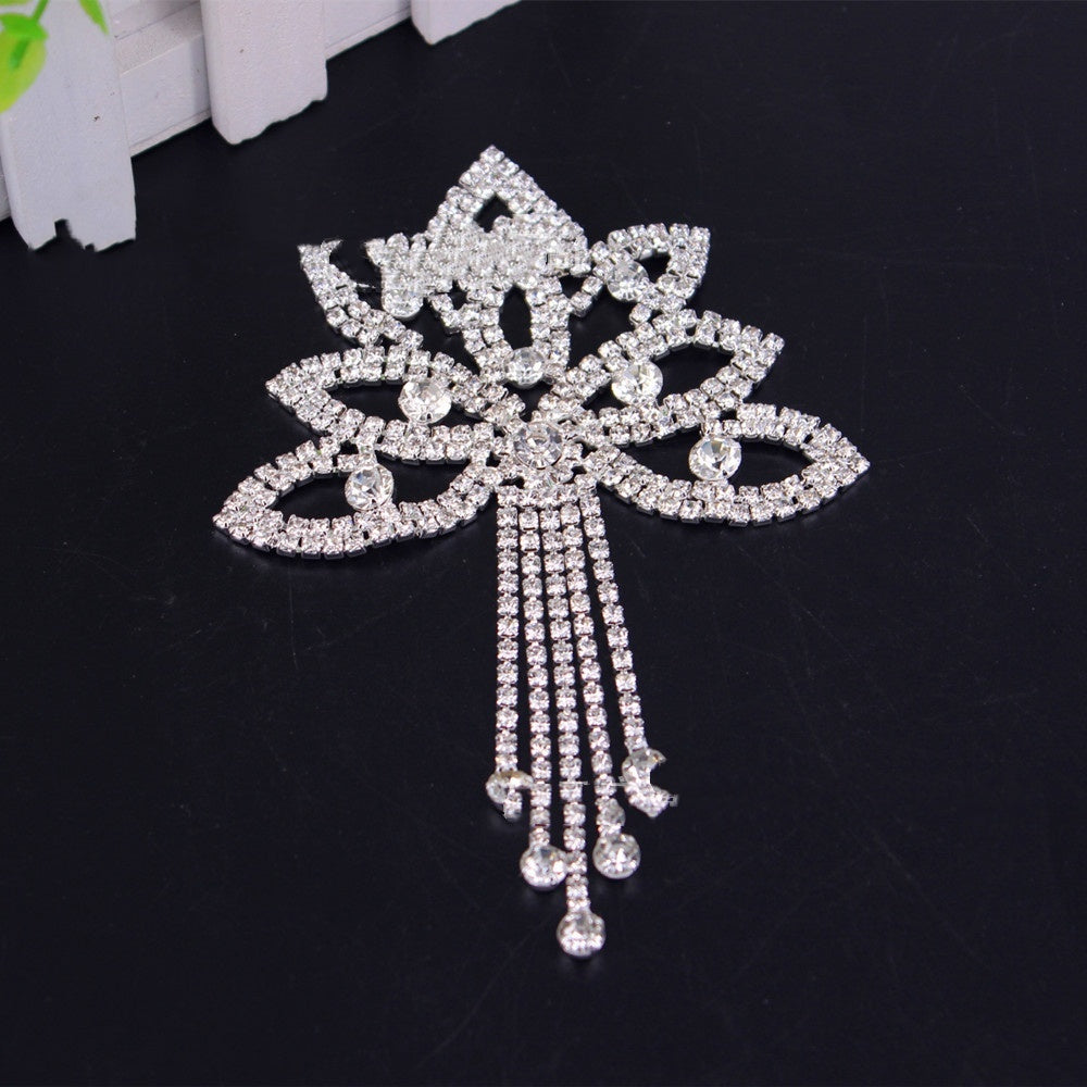 Bridal Accessories Crystal Applique Rhinestone Welding Tassel Rhinestone Flower