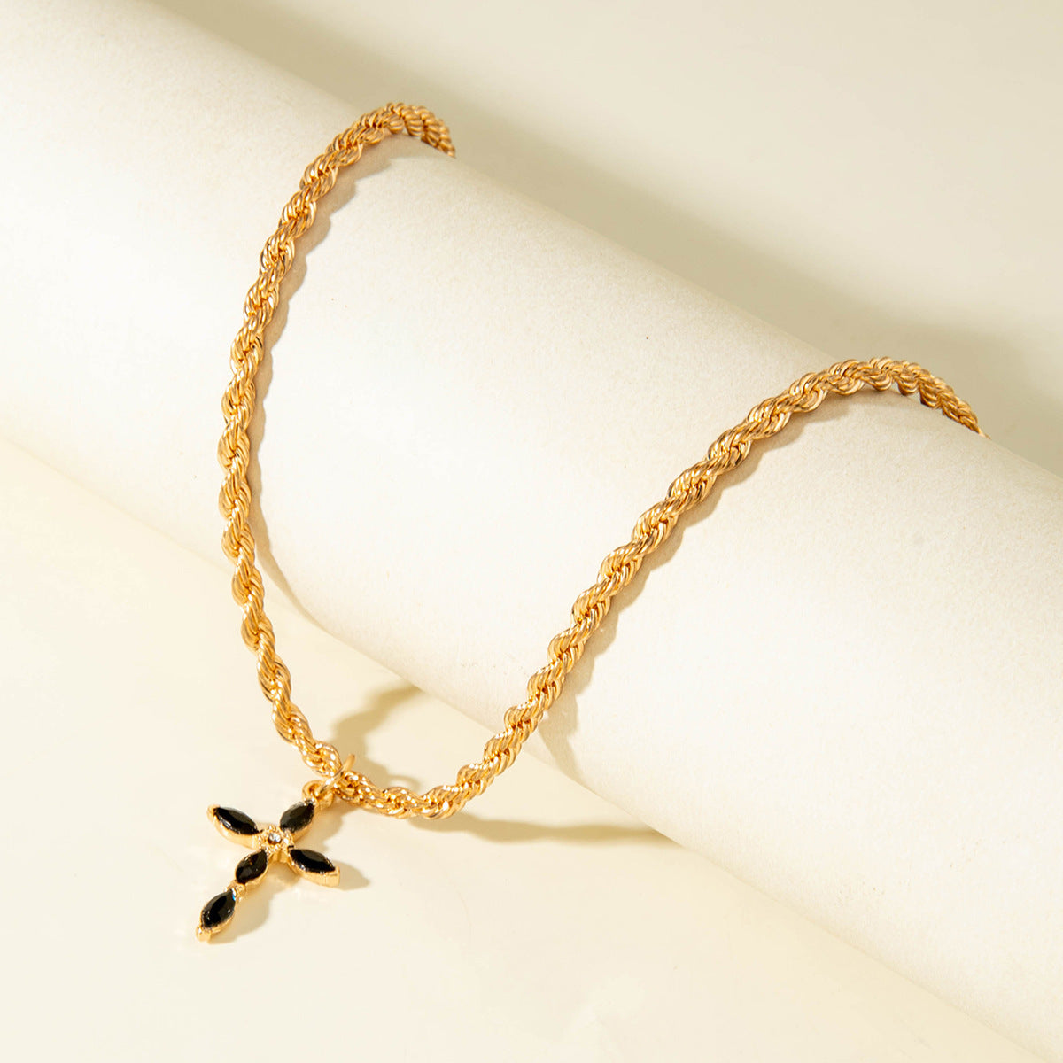 Cross Geometric Diamond Chain Clause Necklace