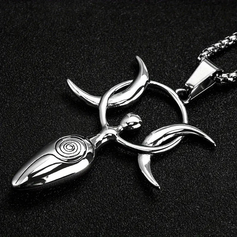 Titanium Steel Men's Pendant Stainless Steel Necklace Vintage Viking Pagan Goddess