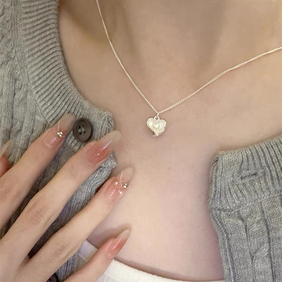 Titanium Steel Necklace Female Niche Design Hot Girl Short Pearl