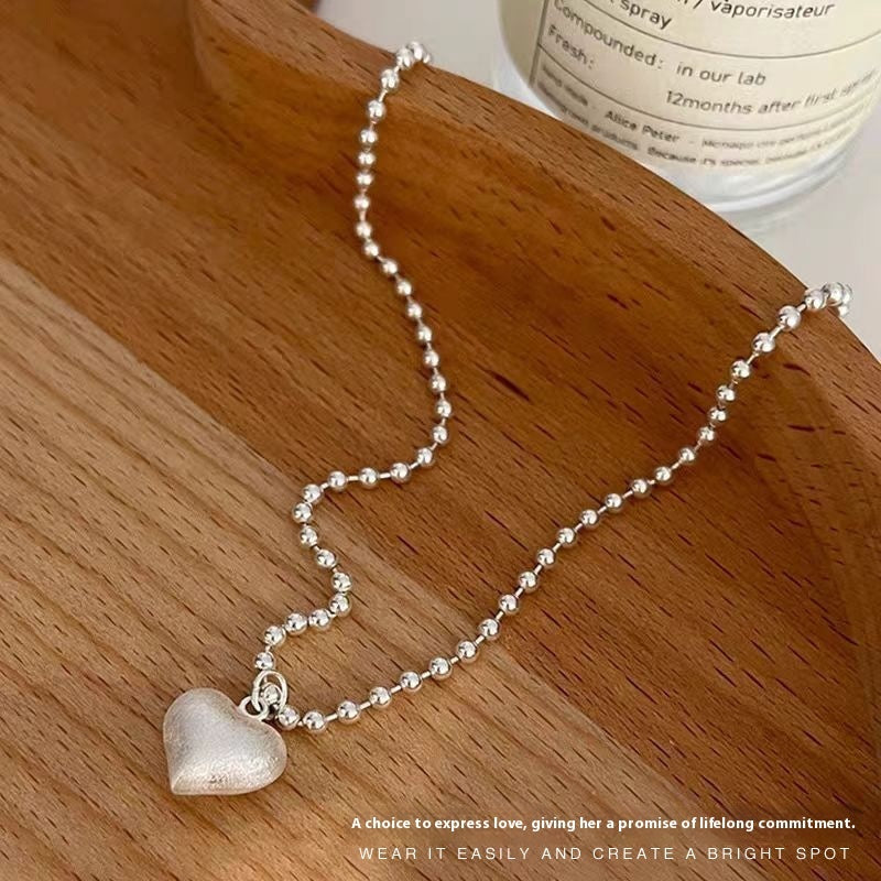 Women's Korean-style Simple Brushed Heart Necklace