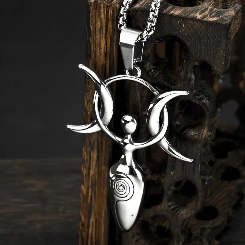Titanium Steel Men's Pendant Stainless Steel Necklace Vintage Viking Pagan Goddess