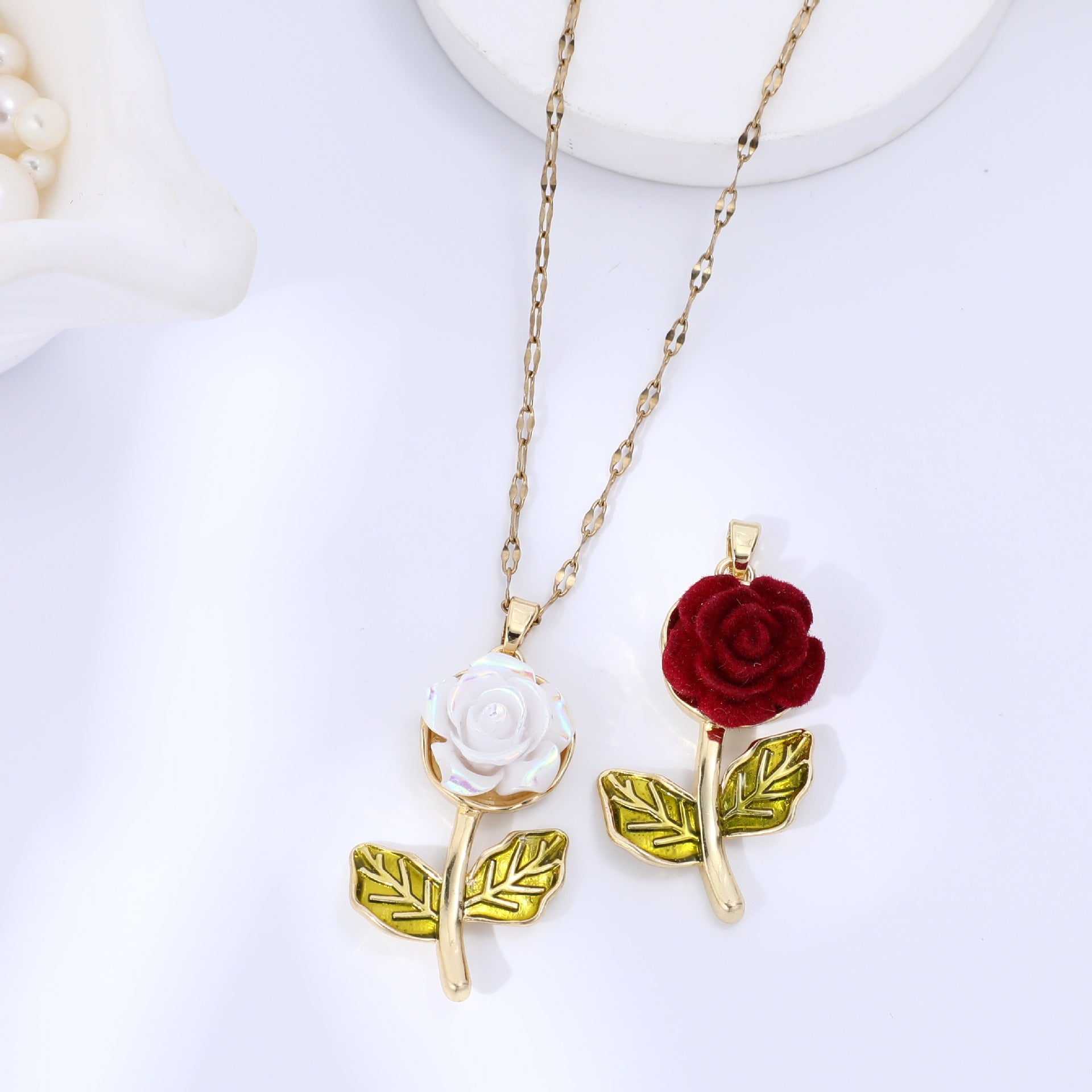 Baroque Rose Pendant Necklace