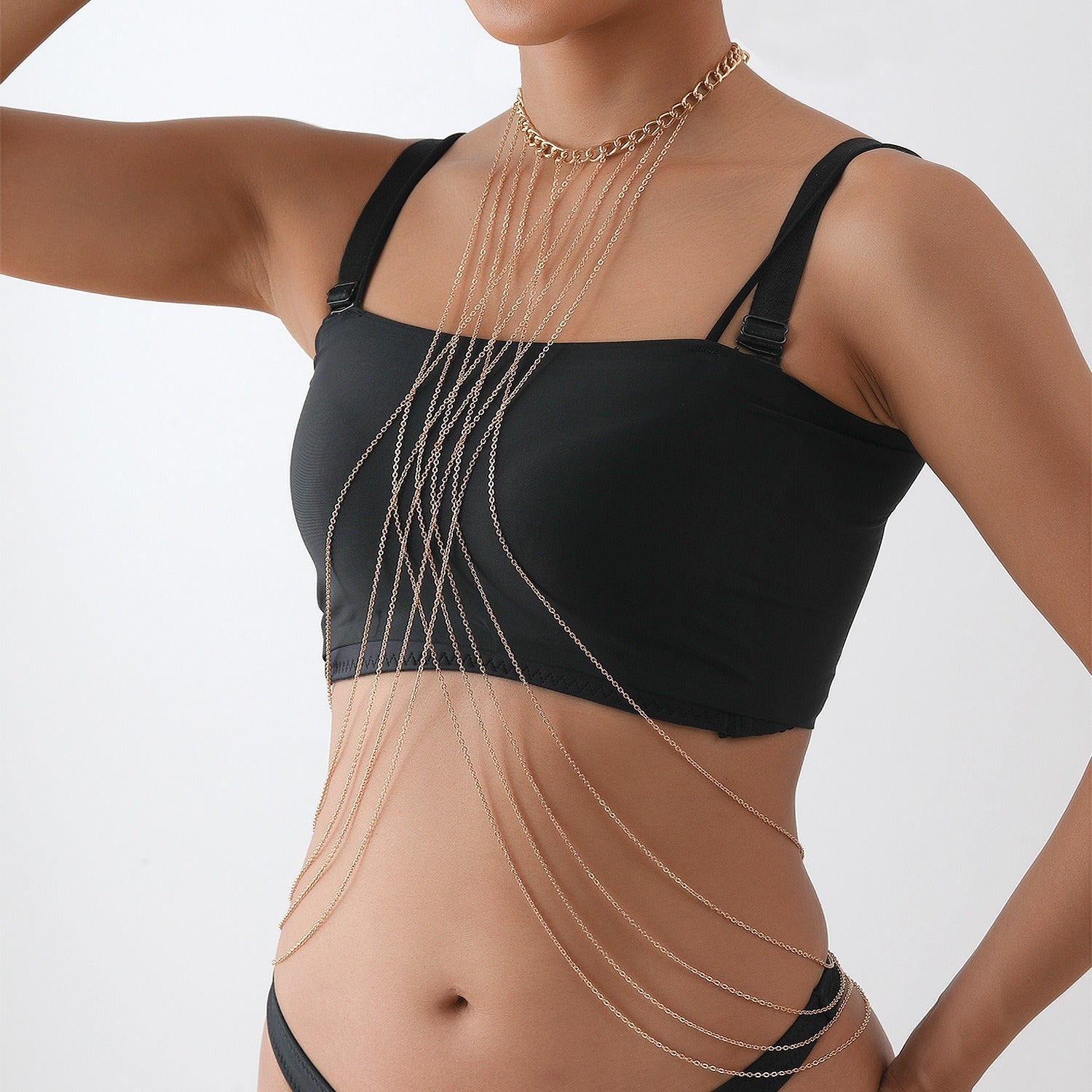 Fashion Creative Multi-layer Cross Body Chains Shop Hot Girl Chest Necklace