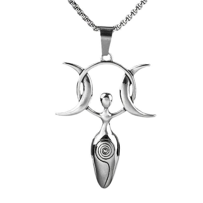 Titanium Steel Men's Pendant Stainless Steel Necklace Vintage Viking Pagan Goddess