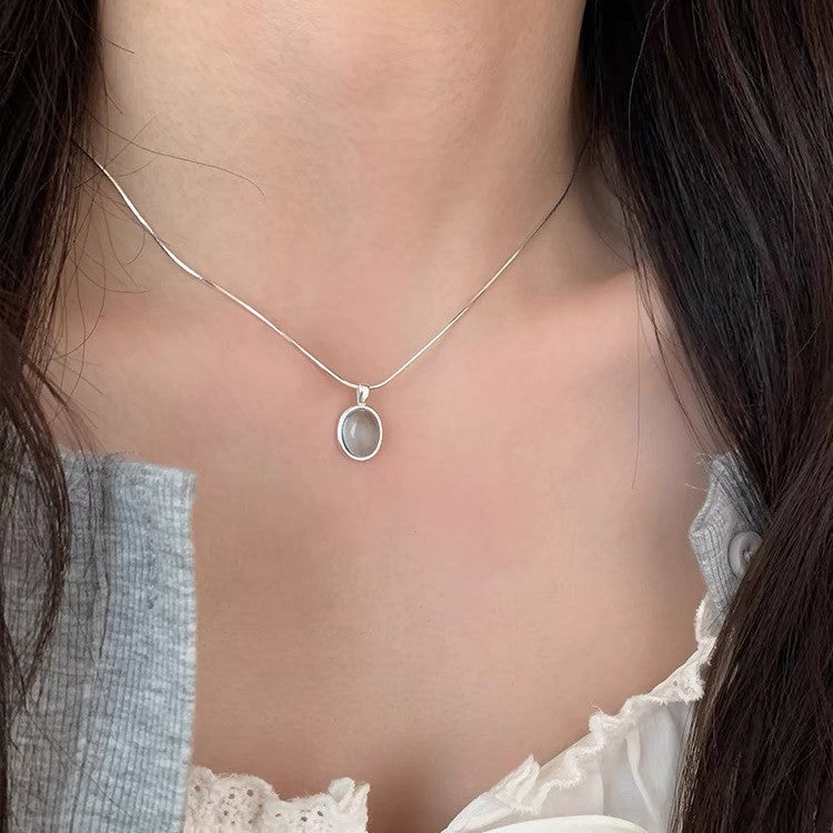 Titanium Steel Necklace Female Niche Design Hot Girl Short Pearl