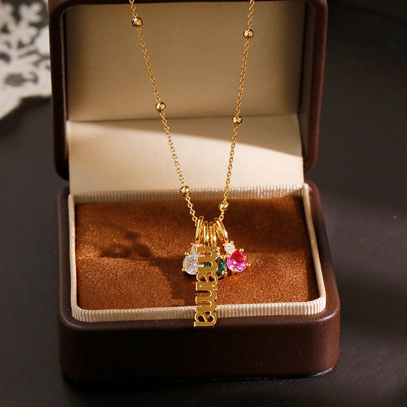 Letter Tag Zircon Pendant Necklace For Women