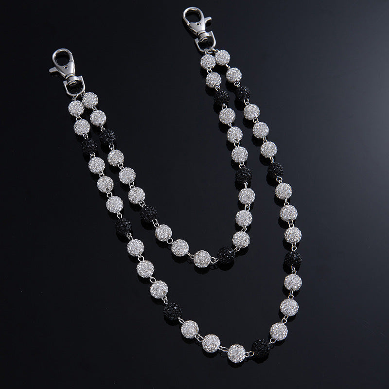 Fashion Premium Diamond Ball Zipper Men's Hip Hop Waist Chain Pendants