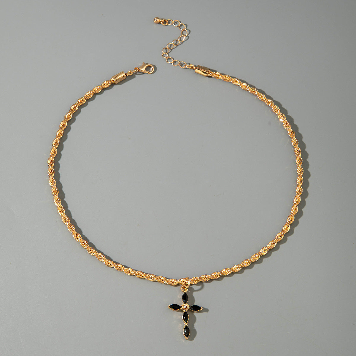 Cross Geometric Diamond Chain Clause Necklace