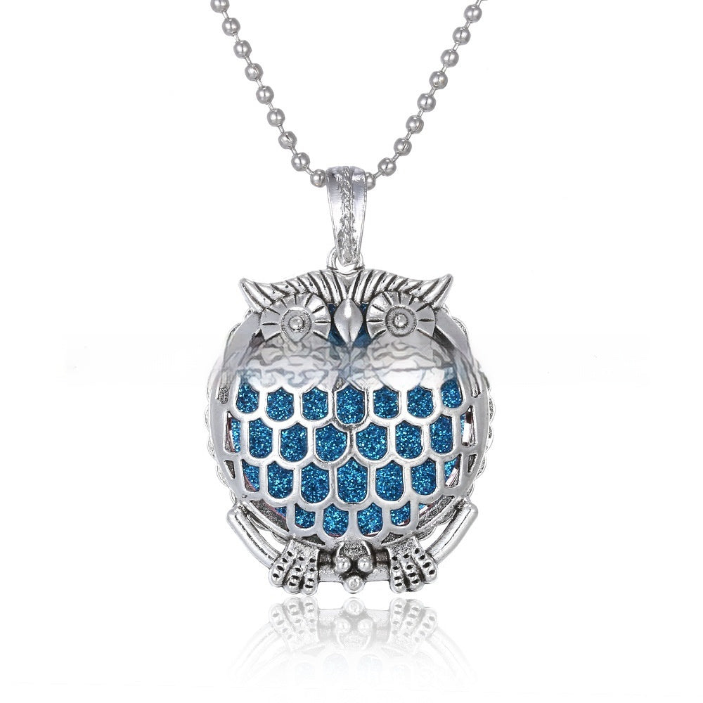 30mm Owl Essential Oil Diffusion Hollow Couple Lucky Tree Magnet Perfume Box Pendant