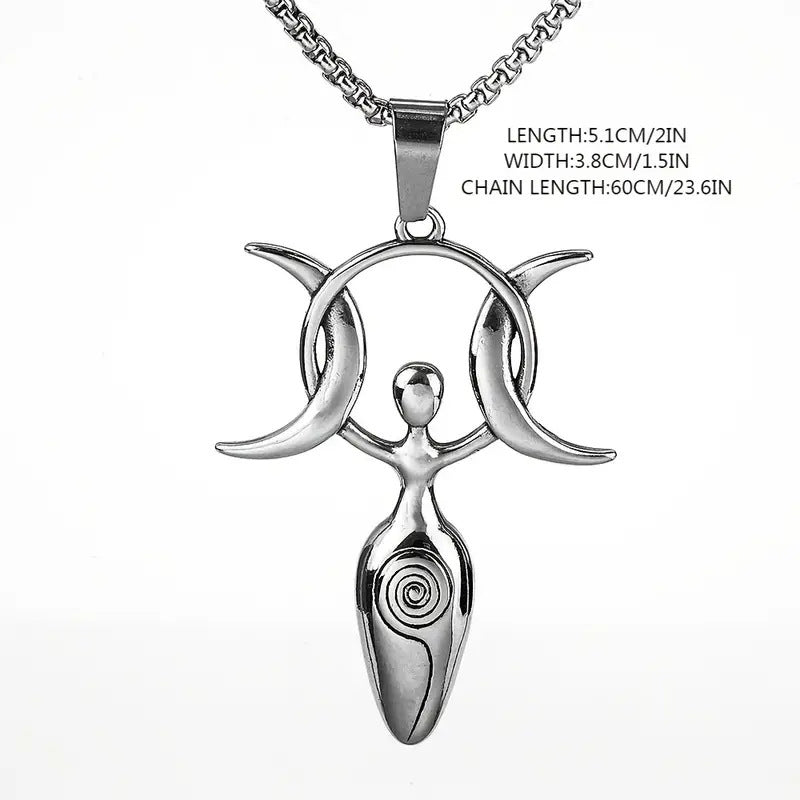 Titanium Steel Men's Pendant Stainless Steel Necklace Vintage Viking Pagan Goddess