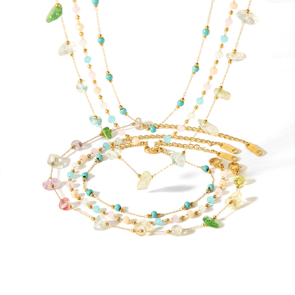 Irregular Natural Stone Stainless Steel Anklets