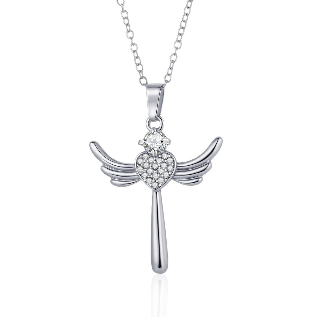 European And American New Fashion Simple Light Luxury Heart-shaped Angel Wings Pendant Clavicle Chain
