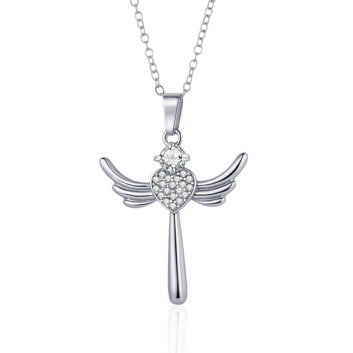 European And American New Fashion Simple Light Luxury Heart-shaped Angel Wings Pendant Clavicle Chain