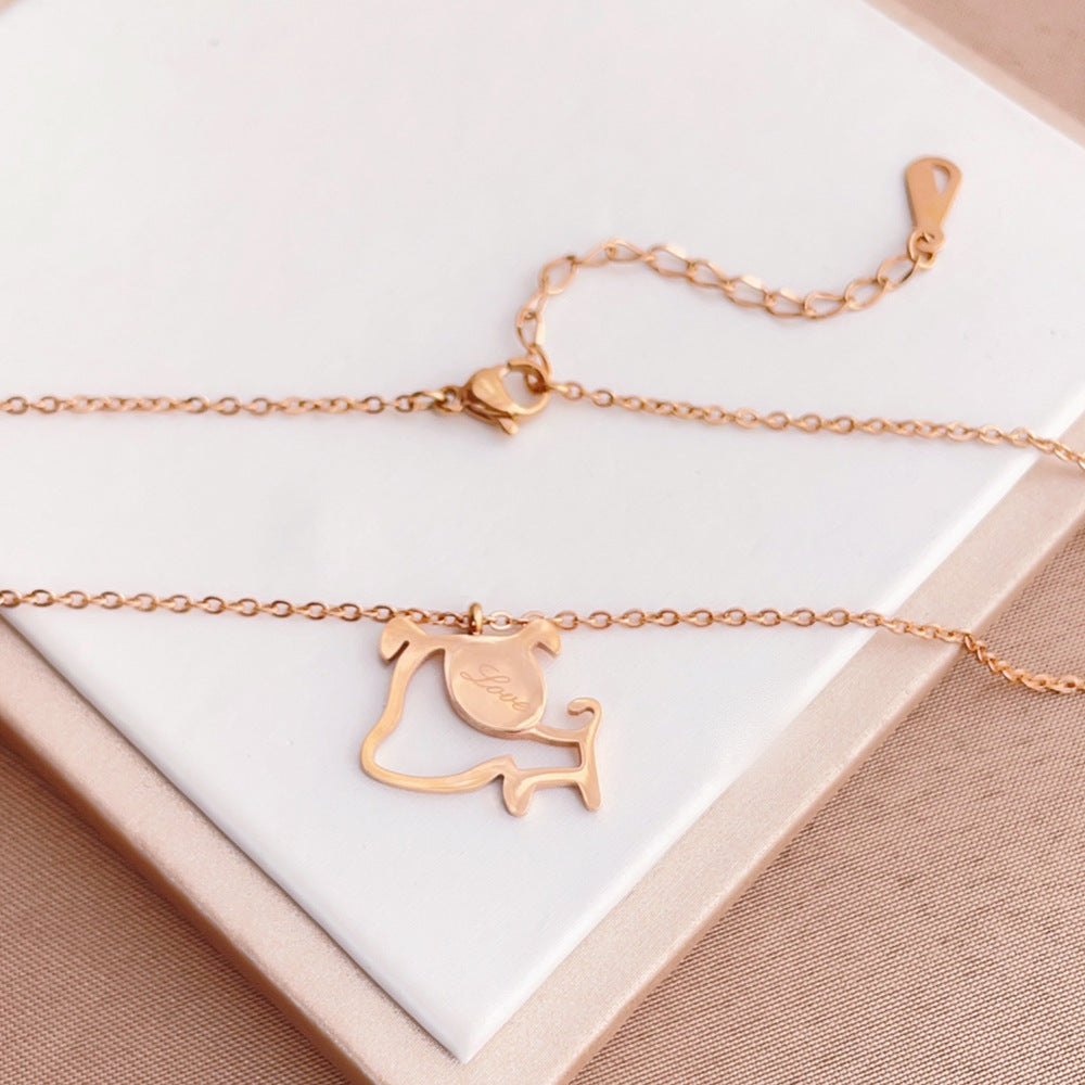 Rose Gold Titanium Steel Clavicle Chain Does Not Fade Necklace