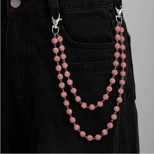 Fashion Premium Diamond Ball Zipper Men's Hip Hop Waist Chain Pendants