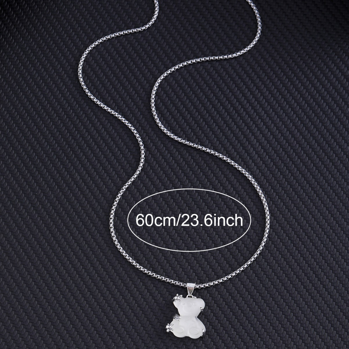 Cute Little Bear Pendant White K-color Alloy Titanium Steel Lock Chain