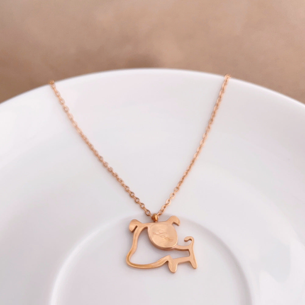 Rose Gold Titanium Steel Clavicle Chain Does Not Fade Necklace