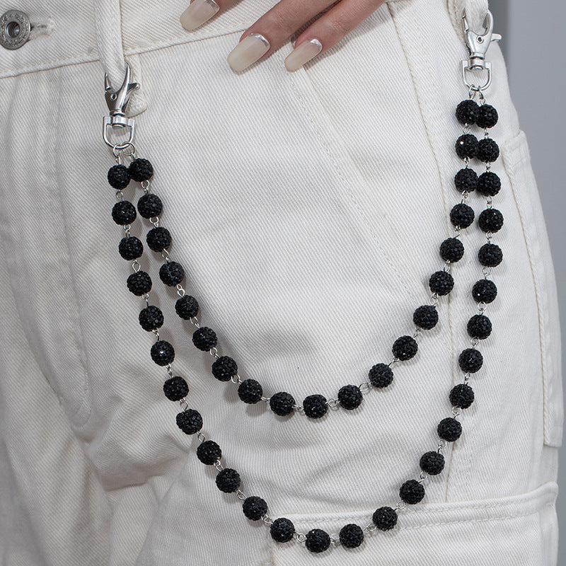 Fashion Premium Diamond Ball Zipper Men's Hip Hop Waist Chain Pendants