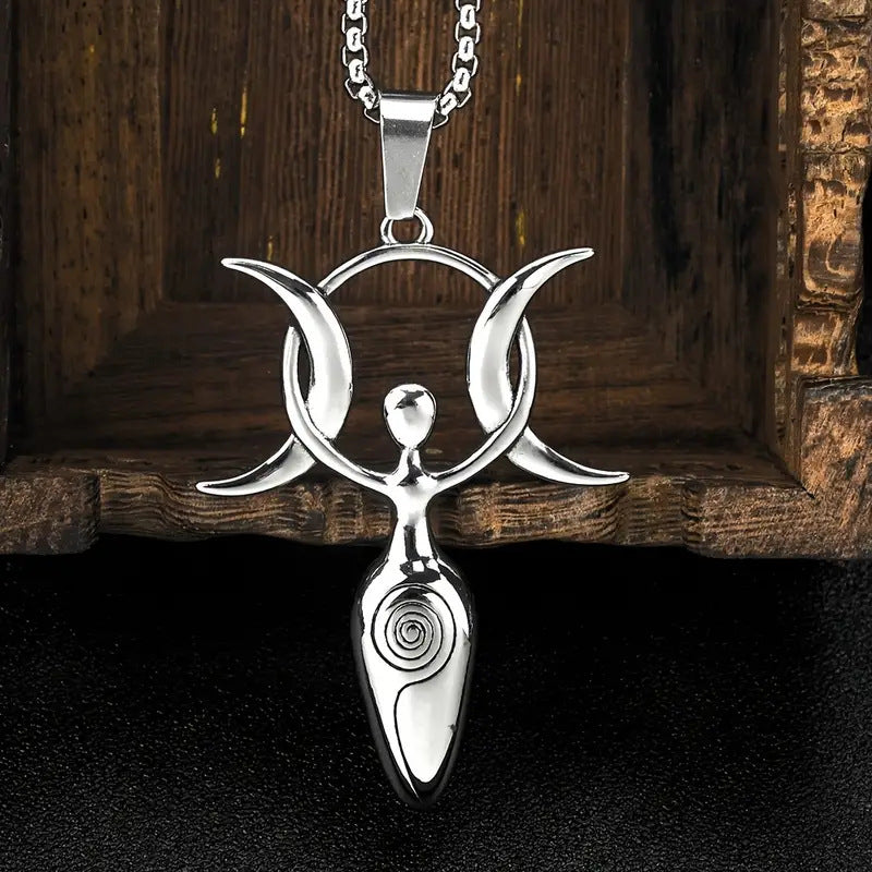 Titanium Steel Men's Pendant Stainless Steel Necklace Vintage Viking Pagan Goddess