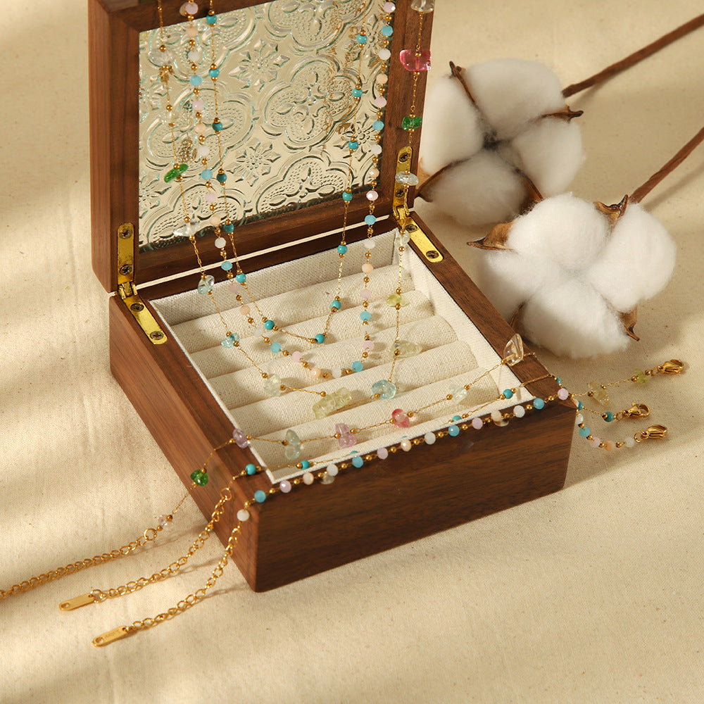 Irregular Natural Stone Stainless Steel Anklets